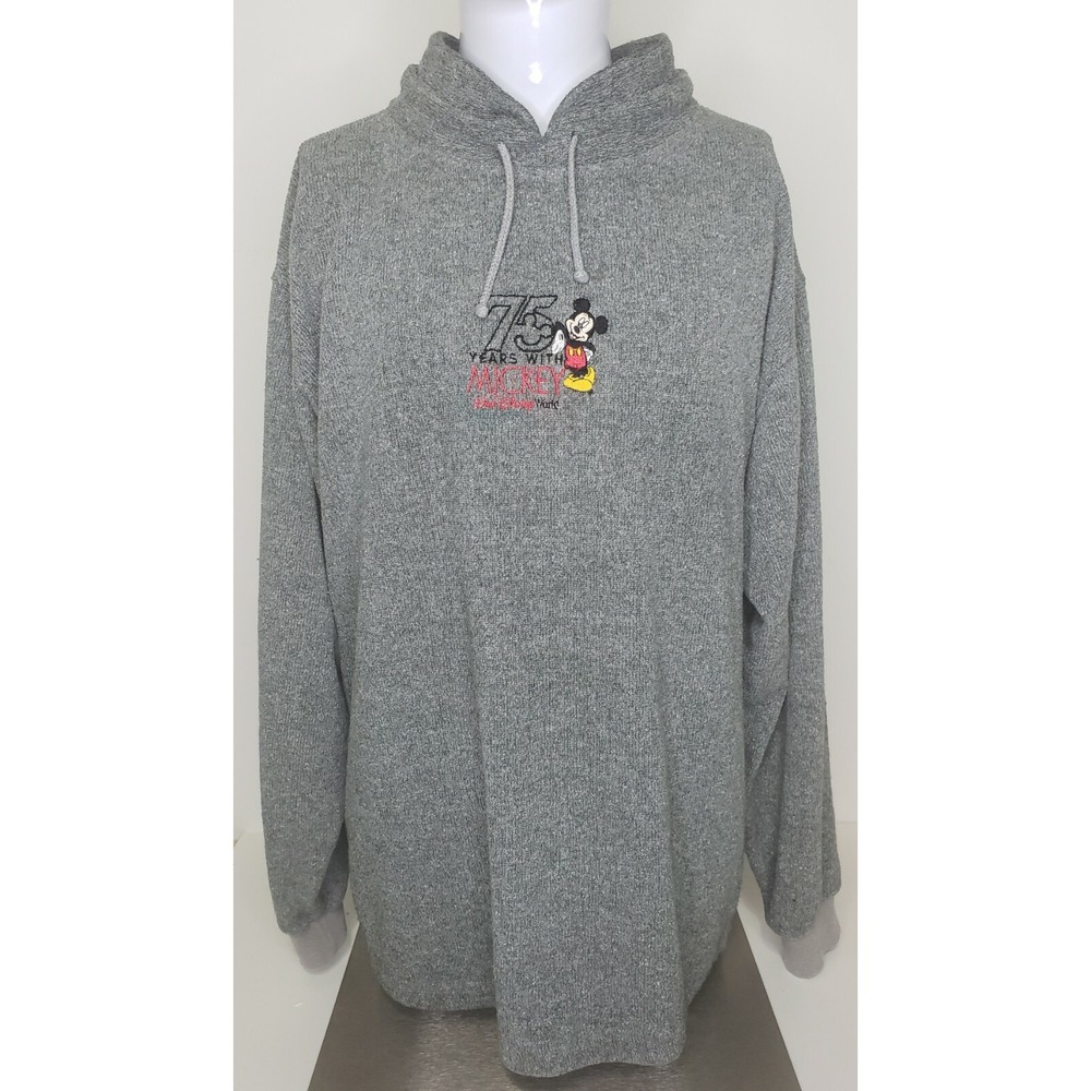 Walt Disney World 75th Ann.Mickey Pullover Mock Neck Fleece Made in USA Men's XL
